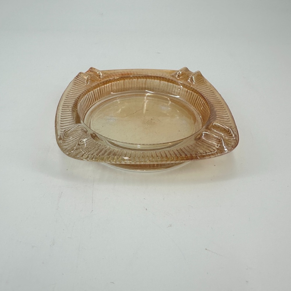 Vintage Marigold Carnival Depression Iridescent Glass Ashtray 4"‎